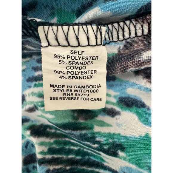 Elementz Blue Green Watercolor Print Sleeveless Maxi Dress Size 1X 16 Plus Size - Picture 5 of 9